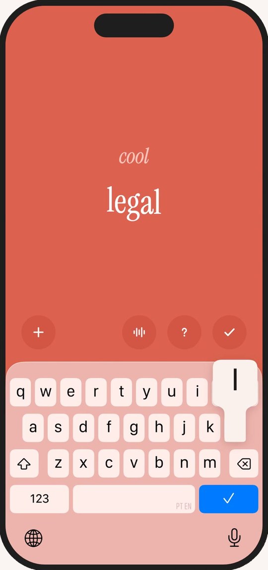 Linguease asking for the Portuguese for cool, with legal typed in.